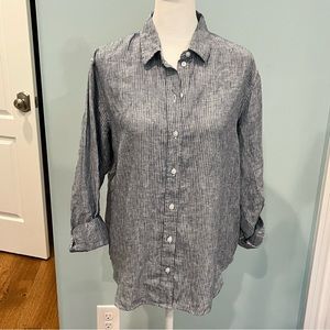 Everlane Linen Women’s Pinstriped Button Down Long Sleeve Blouse Sz 0 Oversized